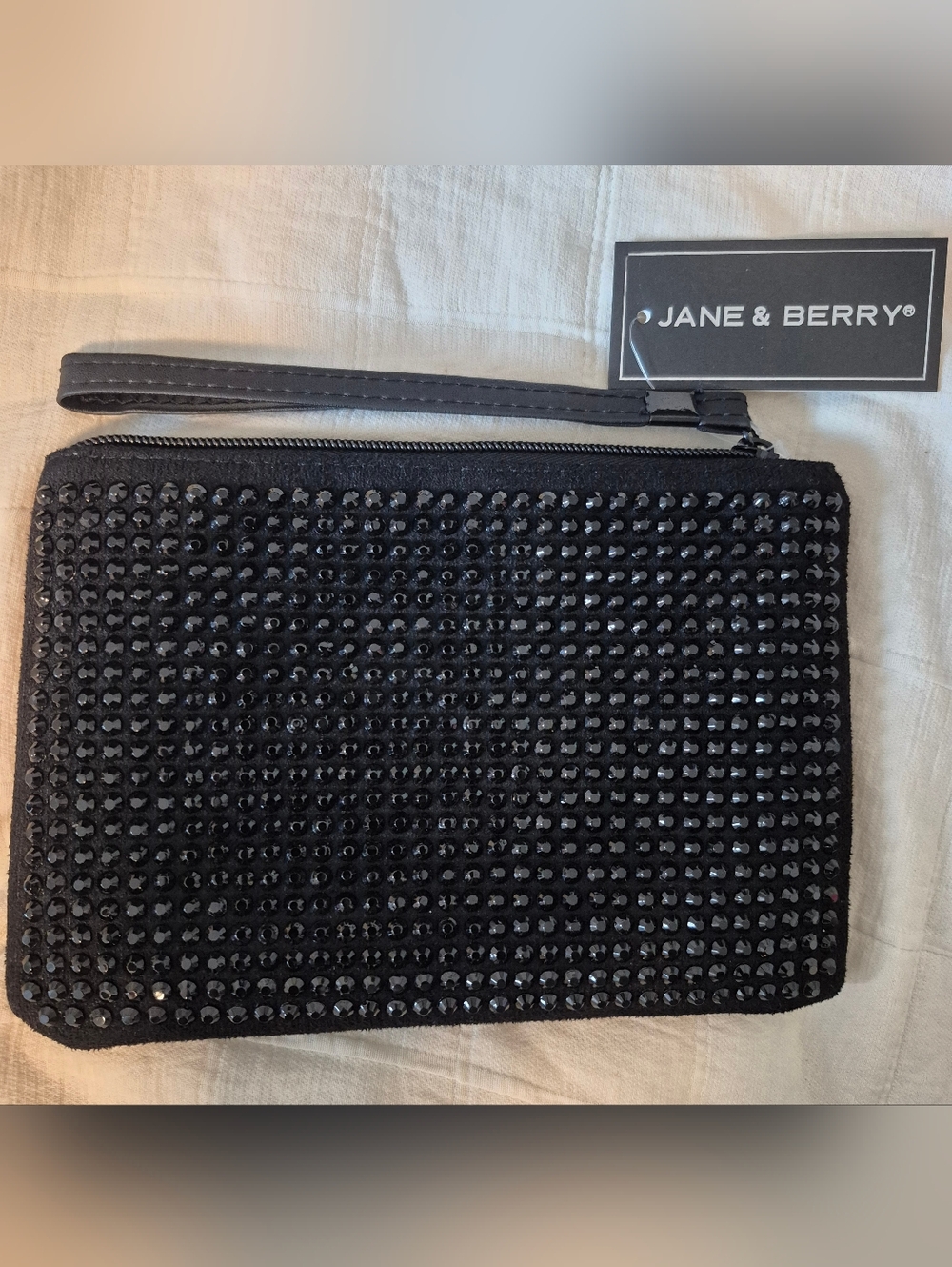 Jane & Berry Black Crystal-Embellished Wristlet Clutch